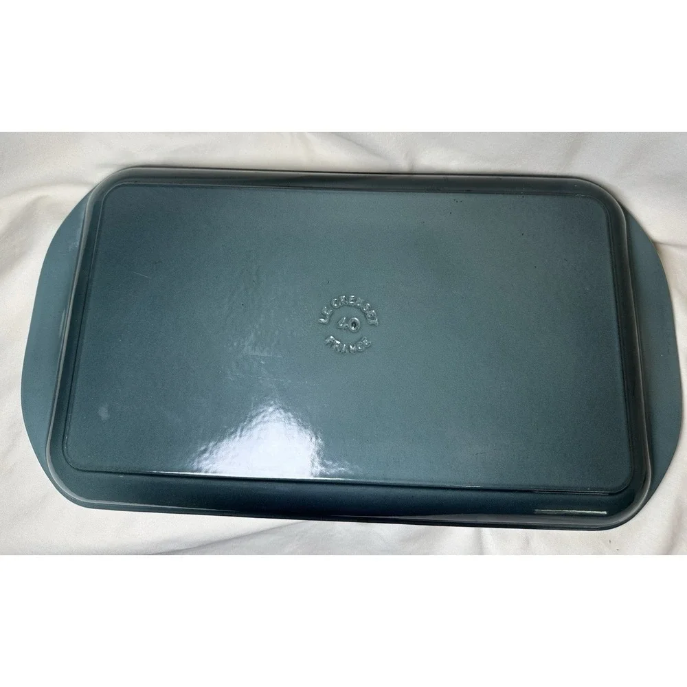 Le Creuset Cast Iron Grill Pan Caribbean Blue 40 France Double Handle